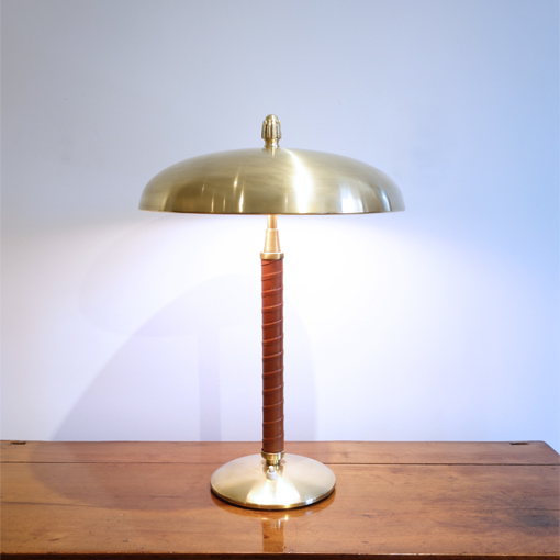 Swedish Desk Lamp In Brass And Leather By Einar Backstrom Lawton Mull